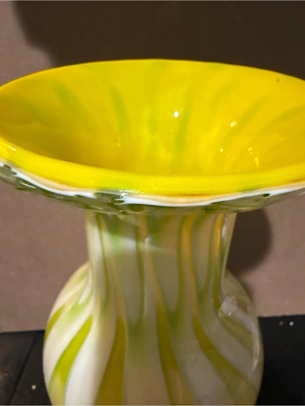 Glass Decorative Vase in Yellow and White - Home Accents